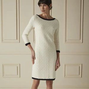CHANEL White and Black Textured Dress